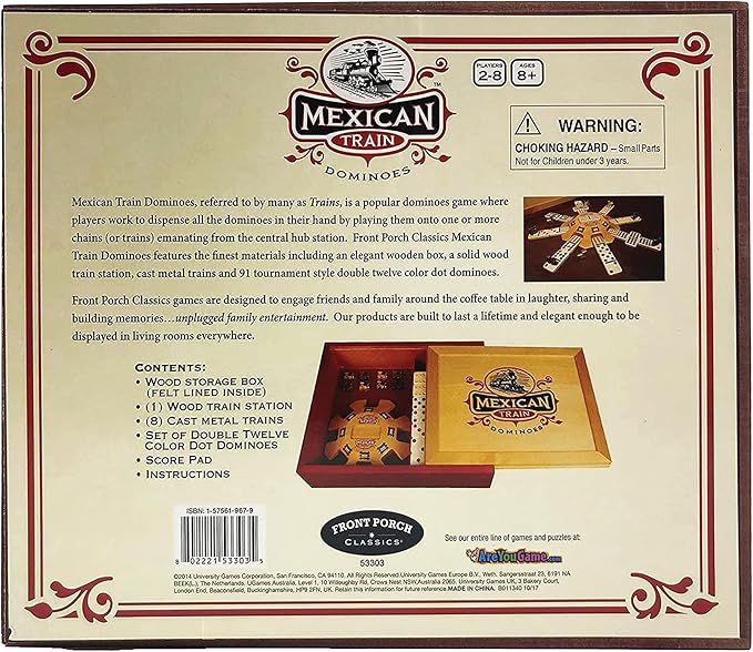 Front Porch Classics | Mexican Train Domino Set in Wooden Collector Box from - Image 3