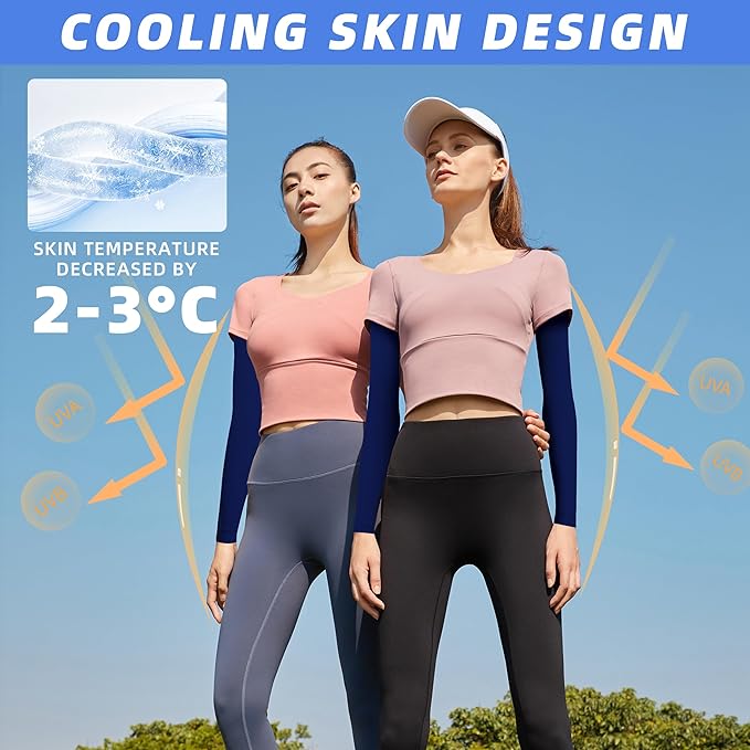 BHYTAKI UV Sun Protection Arm Sleeves, UPF 50 Sports Cooling Arm Compression Sleeves for Men Women Teenager