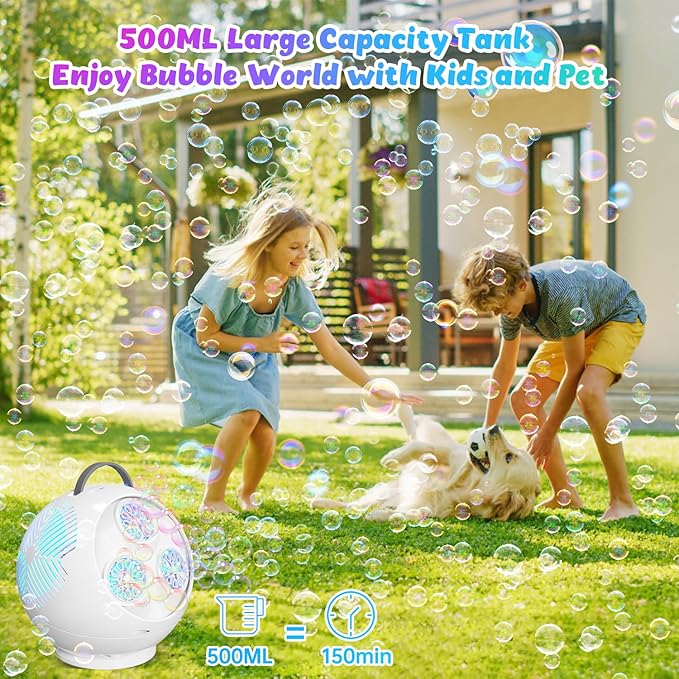 Bubble Machine for Kids Toddlers, 45°/360° Auto Rotatable Spherical Bubble - Image 5