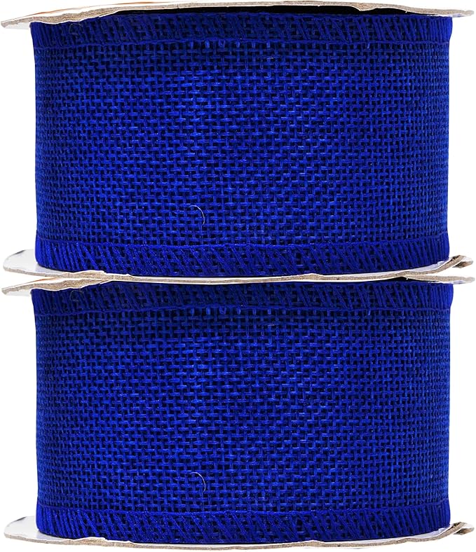 Mandala Crafts Royal Blue Burlap Ribbon 2 Inches Wide Jute Ribbons - Image 2