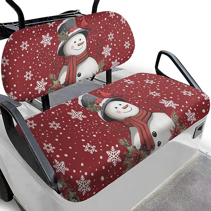 Bulopur Christmas Snowman Golf Cart Seat Towel Cover for Ezgo Club Car Universal Golf Cart Seat Covers Suitable for All Weather, Easy to Install and Washable