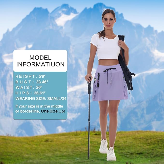 MIVEI Skorts for Woman - Hiking Cargo Skorts with Zipper Pockets, High Waisted Quick Dry Golf Workout, Dressy Casual