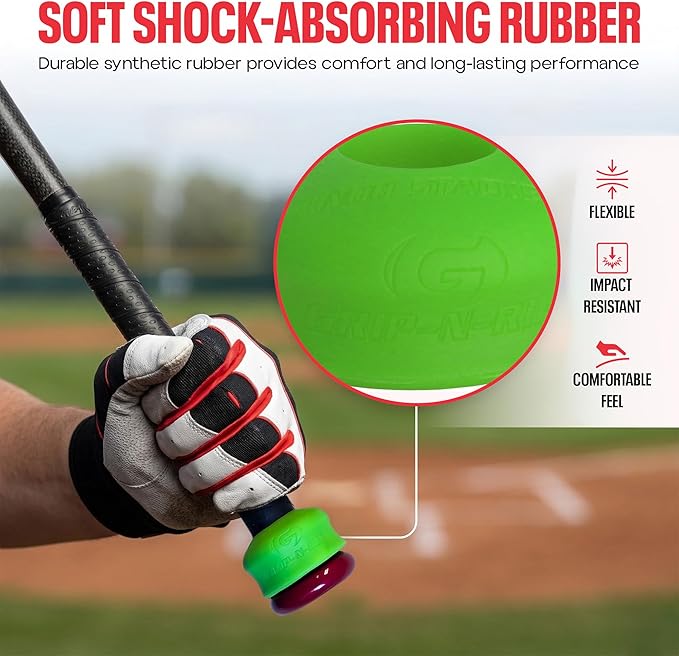 Grip-N-Rip Knob Stacker Choke-Up Ring for Baseball/Softball Bats Provides Choking Up Space & Relief from Bat Sting, Stackable for Custom Fit and Comfort