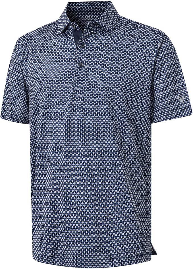 M MAELREG Mens Golf Shirt Short Sleeve Dry Fit Print Moisture Wicking Performance Patterns Collared Polo Shirt