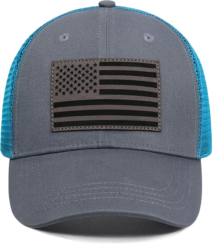 American Flag Trucker Hat - Snapback Hats for Men Women Baseball Cap - Breathable Mesh & Adjustable Fit for Casual Wear