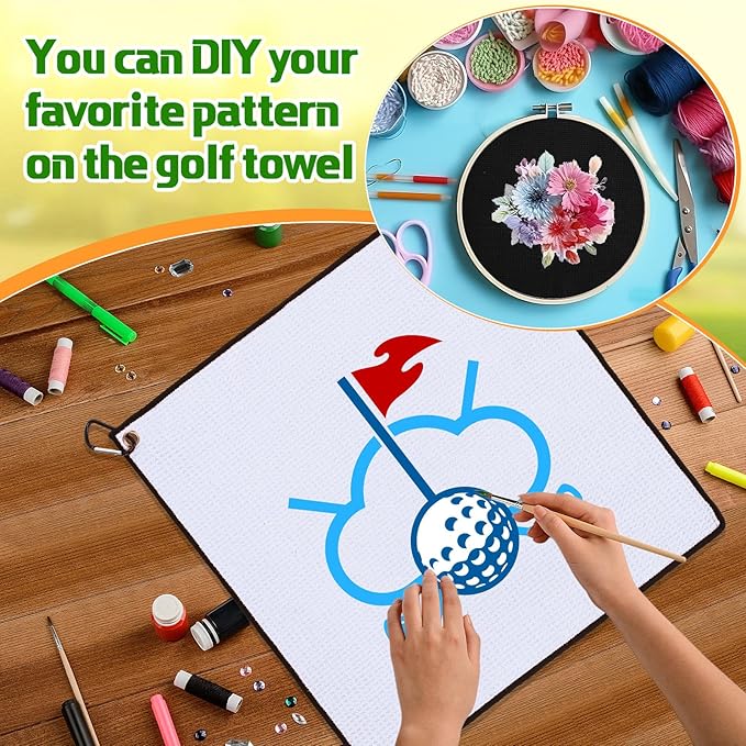Batiyeer Golf Towel Bulk for Golf Bags 16'' x 16'' Microfiber Fabric Towel with Clip Waffle Pattern, Fitness, Camping, Hiking, Yoga