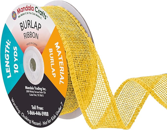 Mandala Crafts Yellow Burlap Ribbon 1 Inch Wide Jute Ribbons by MandalaCrafts