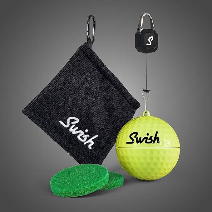 Swish Portable Golf Ball Cleaner – Clip-On Golf Accessory for Bag or Cart – Perfect Golf Gift