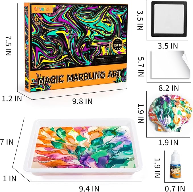 Water Marbling Paint Kit for Kids, Arts & Crafts, Age 3-12, Includes 6 Colors - Image 7