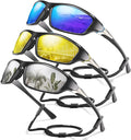 3 Pack Polarized Sports Sunglasses for Men, Mens Sunglasses Wrap Around UV Protection for Cycling Fishing Driving