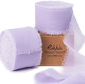 Ribbli Lavender Chiffon Silk Ribbon, 1-1/2 inch x 20 Yard, Handmade Fringe by Ribbli