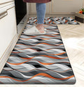 Kitchen Mats for Floor Modern Abstract kitchen rugs Grey and Orange Stripe Anti by weesire