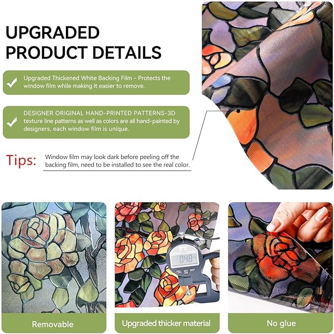 Stained Glass Window Film, 3D Decorative Window Privacy Film - Image 4