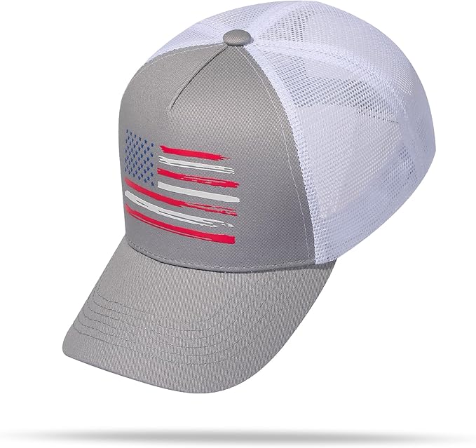 Baseball Cap, American Flag Trucker Hat for Men Women, Breathable Adjustable Fit Outdoor Mesh Snapback Hats