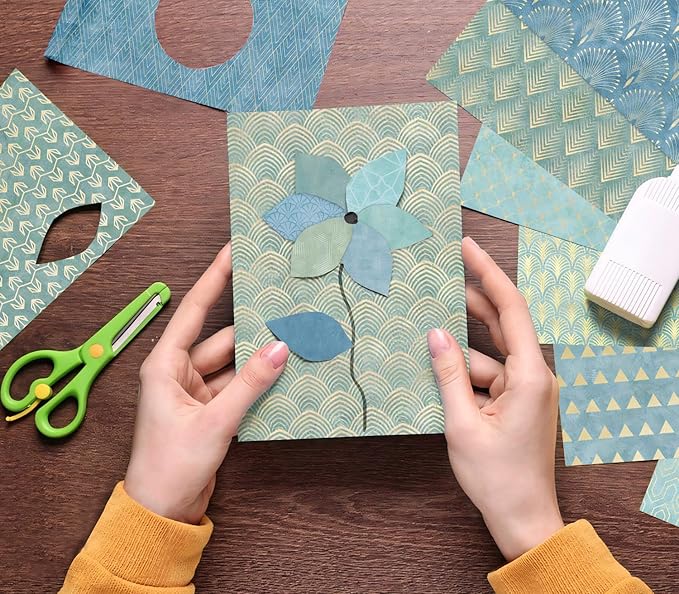 6''x 6'' Blue Geometric Scrapbook Paper Pad- 24 Sheets Double Sided Paper - Image 7