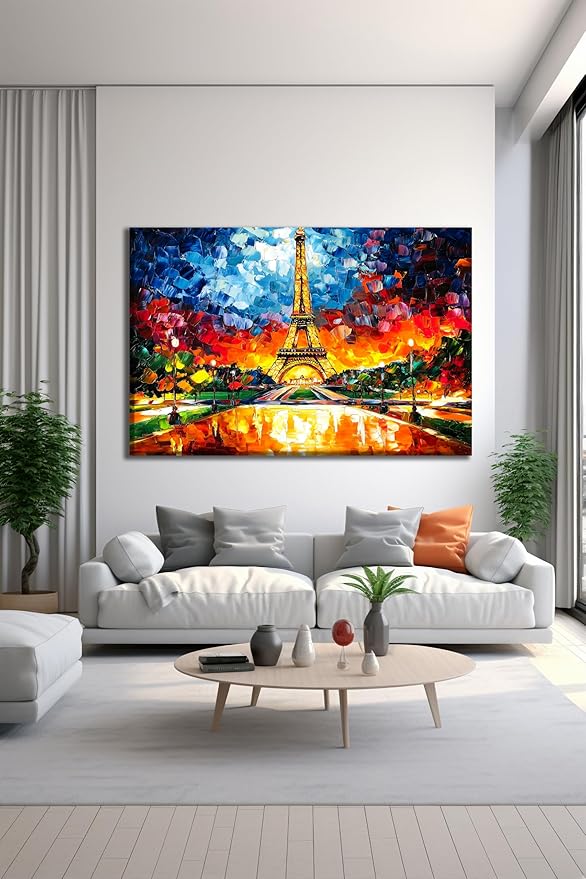 SpiritualHands Paris Eiffel Tower Glass Wall Art Oil Painting - Image 2