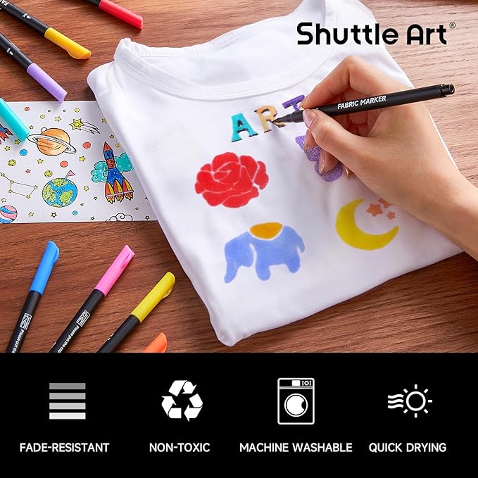 Shuttle Art 36 Colors Fabric Markers, Permanent Shirt Markers - Image 4