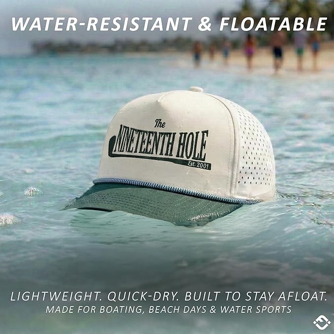 Funky Junque Performance Waterproof Golf Rope Hat – Cool Breathable Workout 5 Panel Snapback Cap for Men