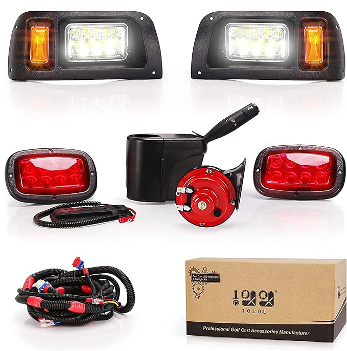 Club Car DS Golf Cart 12V Headlight & Tail Light Kit with Turn Signals & Brake Lights, Fits Gas & Electric Models