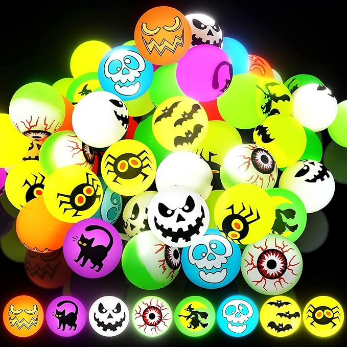 72 Pcs Glow in The Dark Bouncing Balls by Gloween