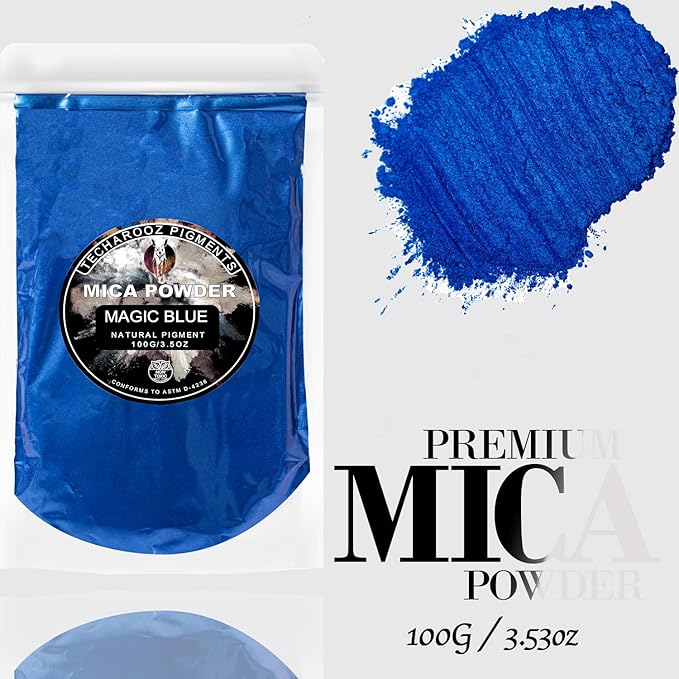 Magic Blue Mica Powder for Epoxy Resin 100g / 3.5oz. Sealed Bag - Image 2