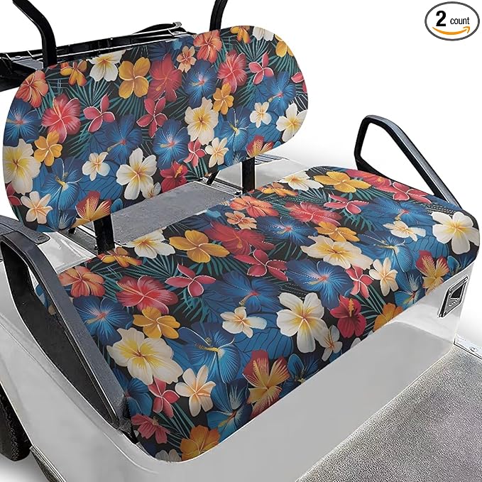 Suobstales Golf Cart Front and Rear Seat Cover Set for EZGO TXT RXV & Club Car DS 2 Passenger, Washable Bench Seat Covers Kit