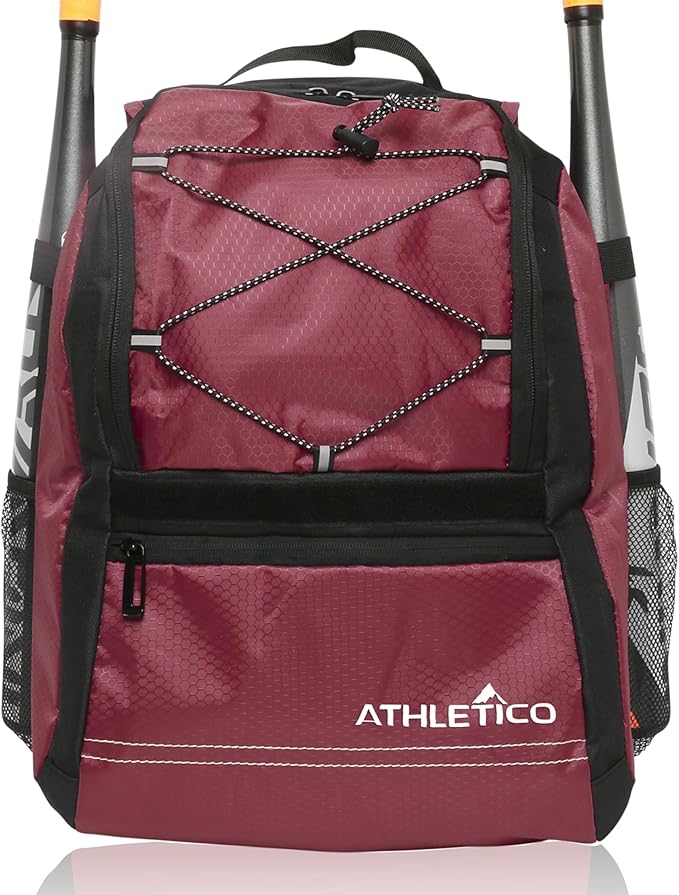 Athletico Youth Baseball Bag - Bat Backpack for Baseball, T-Ball & Softball Equipment & Gear | Holds Bat, Helmet, Glove | Fence Hook