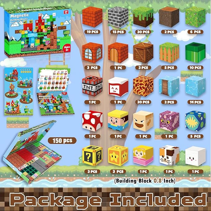 Magnetic Blocks-150 PCS Build Adventure Game Castle World Set - Image 2