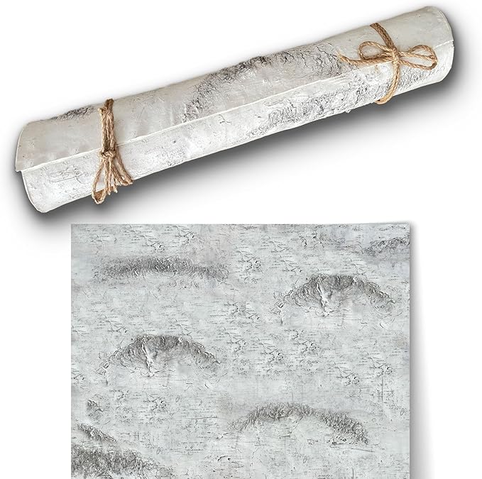 Artificial Birch Bark 3D Realistic Texture 78.7in*19.7in（10.8 Sq.ft）Silicone by Imengnie