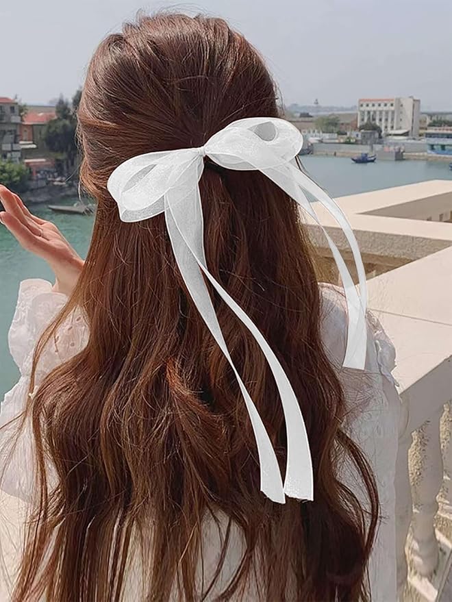 White Ribbon for Gifts Wrapping, 1 inch 50Yard Sheer Organza Ribbon, Gift Wrap - Image 6