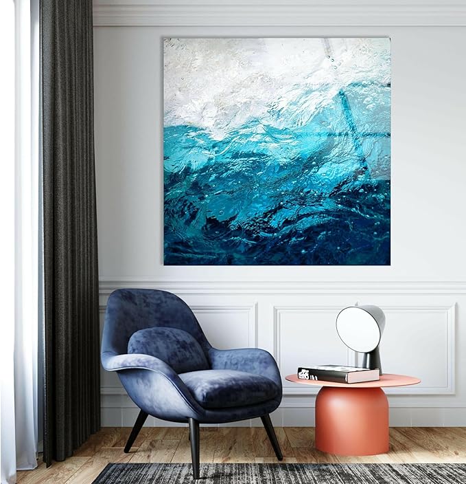 My Photostation.com 30Wx24H'' Blue Waves Abstract Glass Wall ArtTempered Glass - Image 6