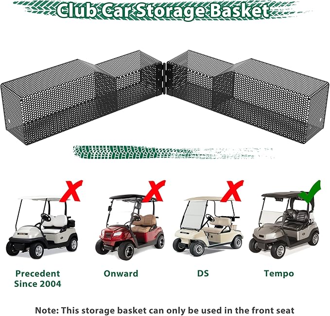 10L0L Golf Cart Inner Storage Utility Basket-Premium Steel Anti-Rust Suitable for Golf Cart Club Car Tempo Front Dash Storage Tray Organizer (Black)