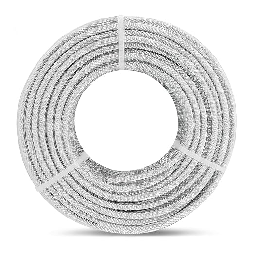 3/16" Wire Rope, 50Ft PVC Coated Steel Cable 7×7 Strand Core, Ideal Cable by hannger