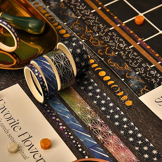 36 Rolls Galaxy Washi Tape Pack Stars Arts Adhesive Tapes Gold Silver Foil - Image 4