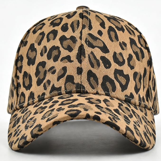 Baseball Hats for Women Men Adjustable Leopard Print Dad Trucker Hat Cotton Sun Protection Caps Sports Golf Medium