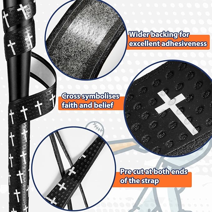 Baseball Bat Grip Tapes 1.5mm Precut and Full Adhesive Softball Grip Tape,Non-Slip Baseball Bat Wrap Tape Religious Cricket Batting Tape Replacement