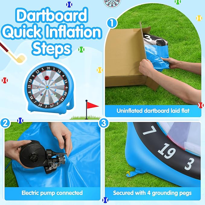 6FT Inflatable Dartboard, Giant Kick Darts Soccer Darts Golf & Throw Dart - Image 4