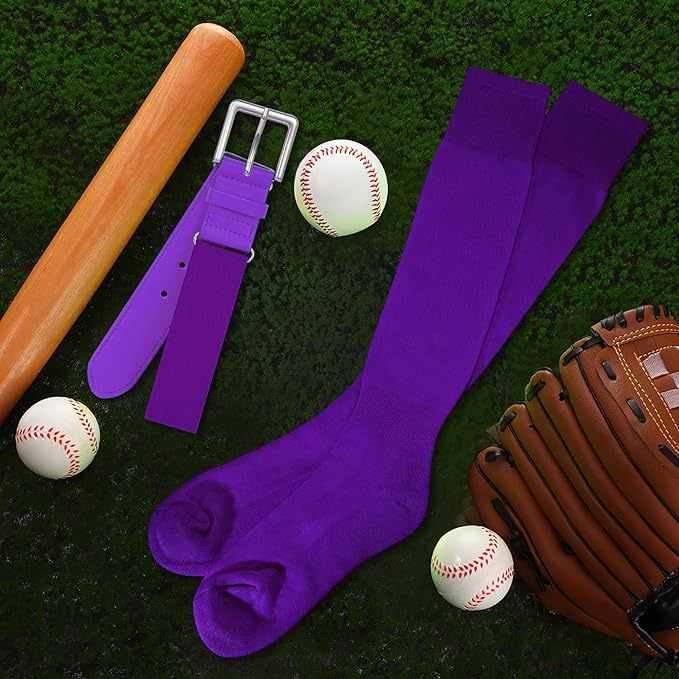 XZQTIVE Baseball Softball Socks and Baseball Softball Belt Combo Set Knee-High Soccer Socks for Kids Youth Adult
