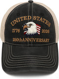 United States 250th Anniversary Hat, USA Baseball Cap 1776-2026 American Eagles Hat Patriotic Embroidered Hats for Men Women