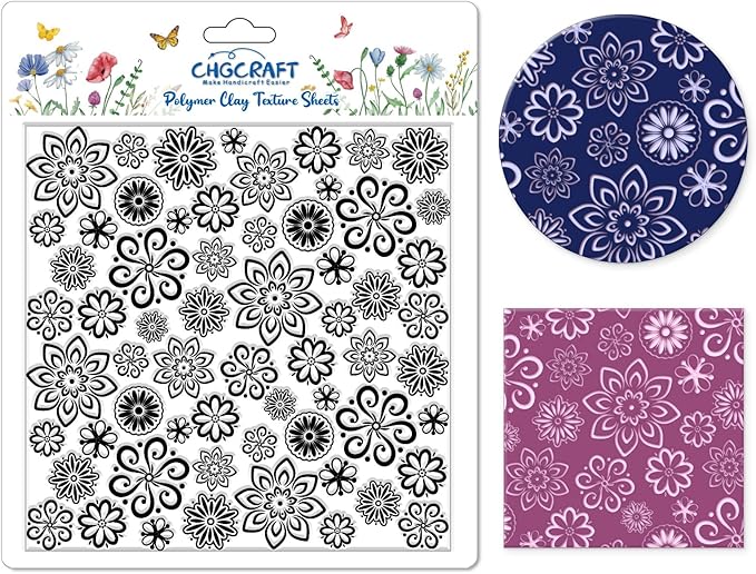 CHGCRAFT Lace Flowers Polymer Clay Texture Sheets Geometric Flowers Silicone by chgcraft