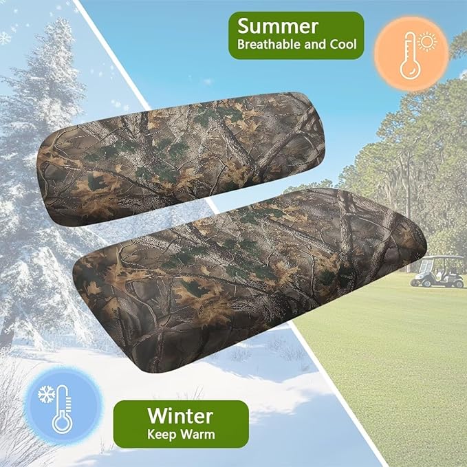 Bulopur Branch Hunting Camo Golf Cart Seat Towel Covers for Front Seats, Club Car Golf Cart Seat Covers Universal Accessories for Golfcart Cushion Blanket