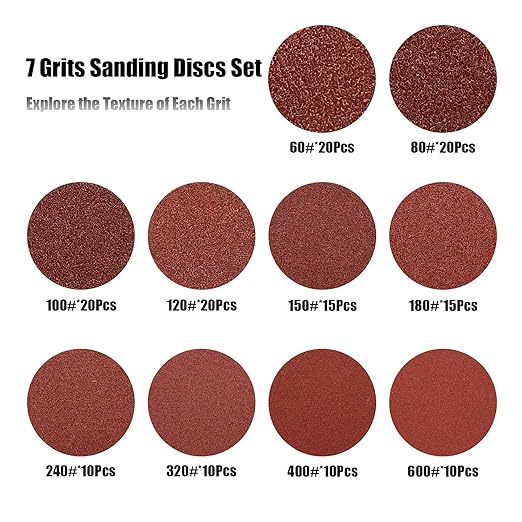 150 PCS 5 Inch Sanding Discs Hook and Loop Sandpaper - Image 2