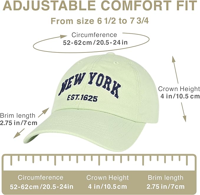 Elidan NY Dad Hat New York EST.1625 Cotton Cap, Adjust Buckle Strap, Unstructured Low-Profile NY Baseball Cap for Men & Women