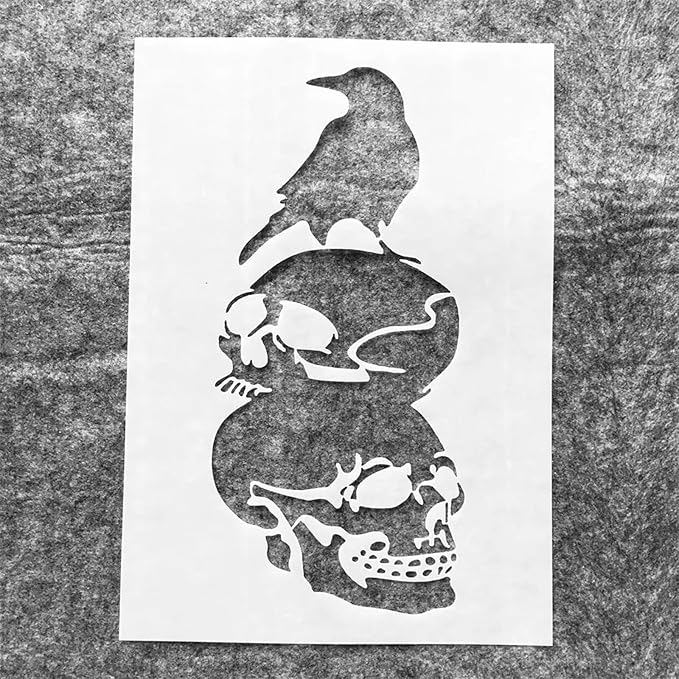 TIAMECH A4 Reusable Halloween Crow Skull Stencil - Image 6