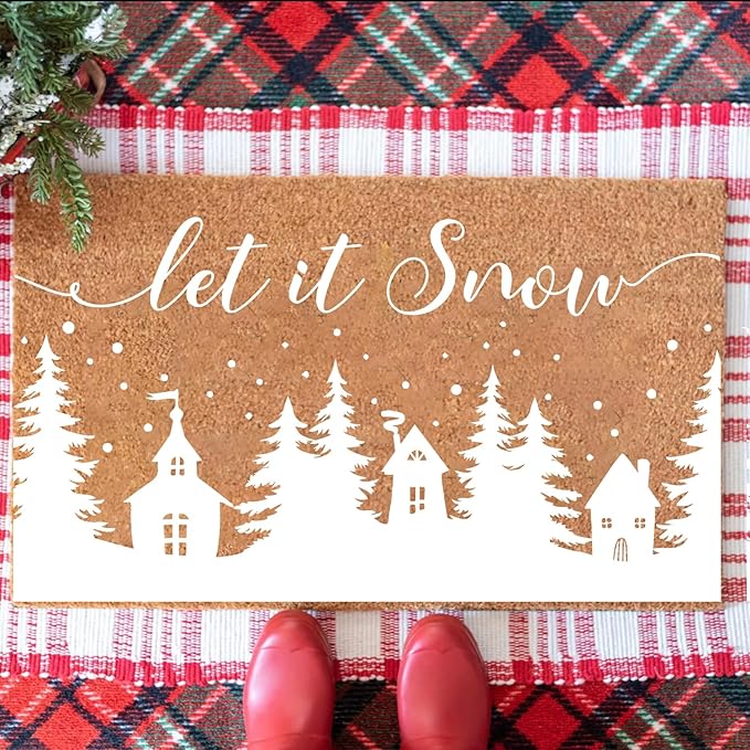 Christmas Stencils for Window Glass Large Christmas Village Stencil for Wood - Image 4