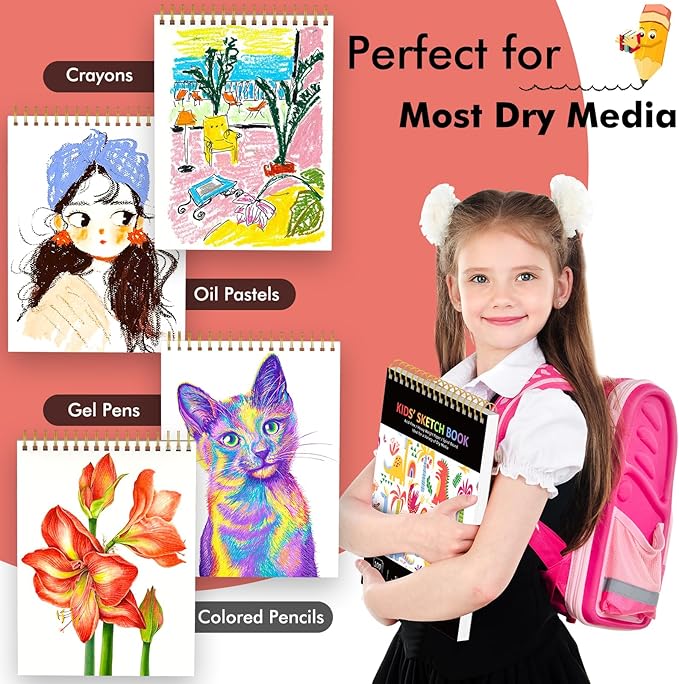 Soucolor 9" x 12" Kids Sketch Book, 100 Sheets Spiral Bound Art Sketchbook - Image 3