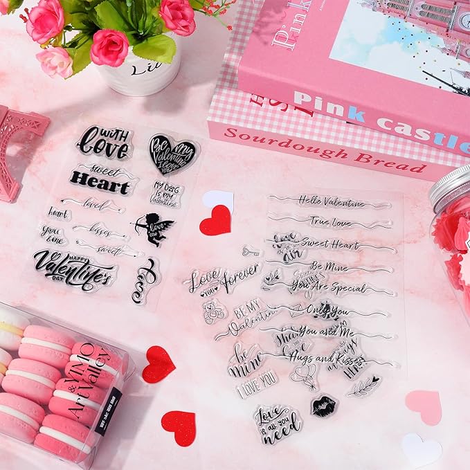 Whaline 4 Sheet Valentine's Day Words Clear Stamps Love Heart Silicone - Image 7