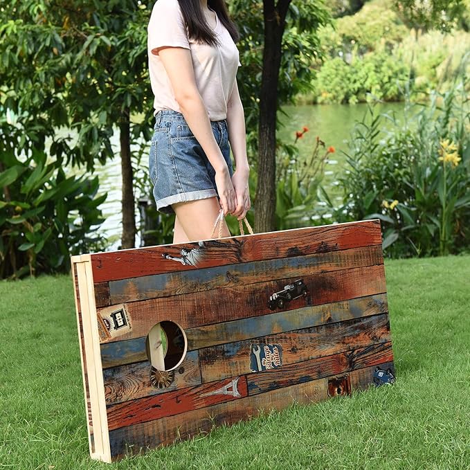 Solid Wood Vintage Cornhole Game Set, Two 4'x2'Cornhole Boards, 8 Cornhole Bags - Image 5