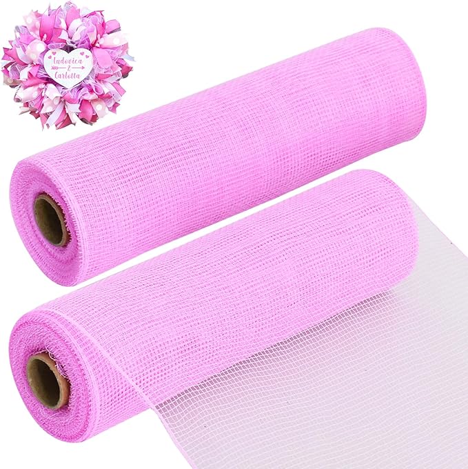 TONIFUL 2 Rolls 10 Inch Pink Decorative Mesh Ribbbon Rolls, Fabric Mesh by TONIFUL