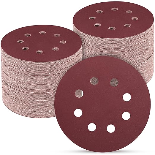 100 PCS 5 Inch Sanding Discs 1000 Grit, Round Hook and Loop Sandpaper by POTUINOM
